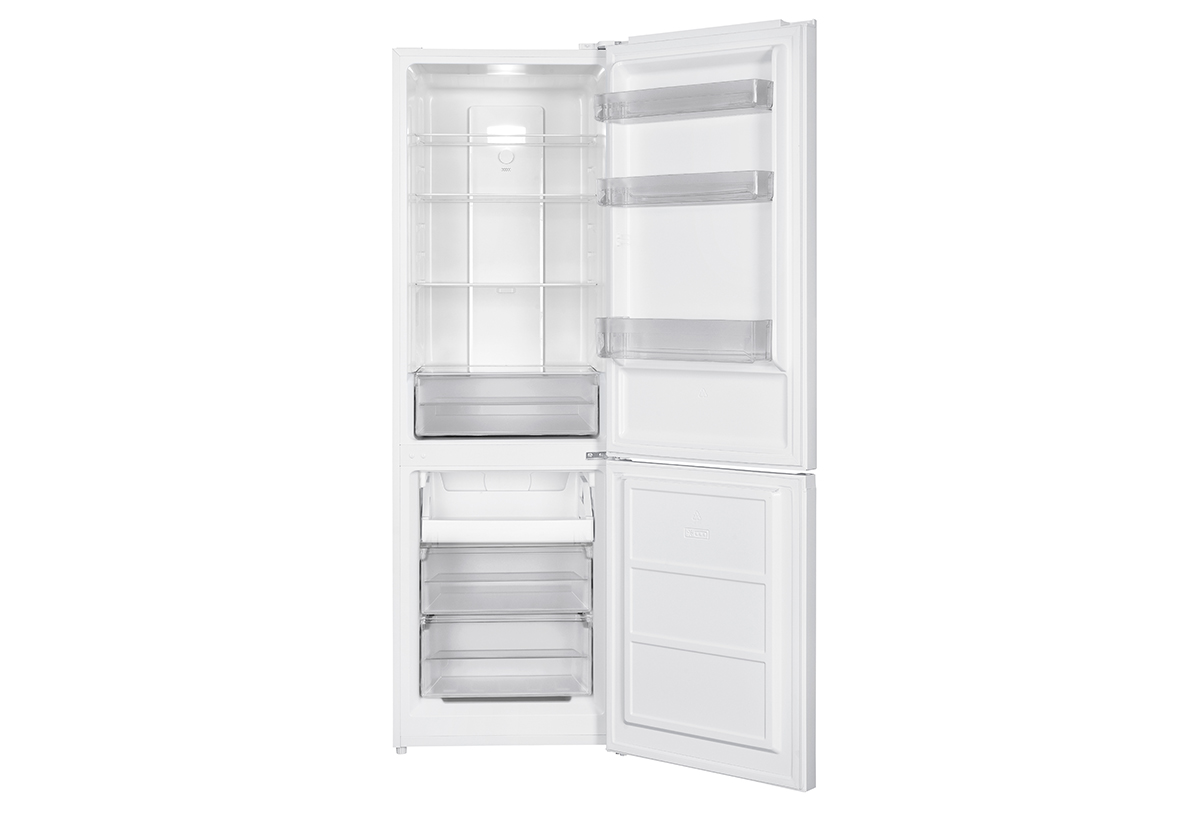 Απεικονίζεται ο ψυγειοκαταψύκτης με ανοιχτή την πόρτα.